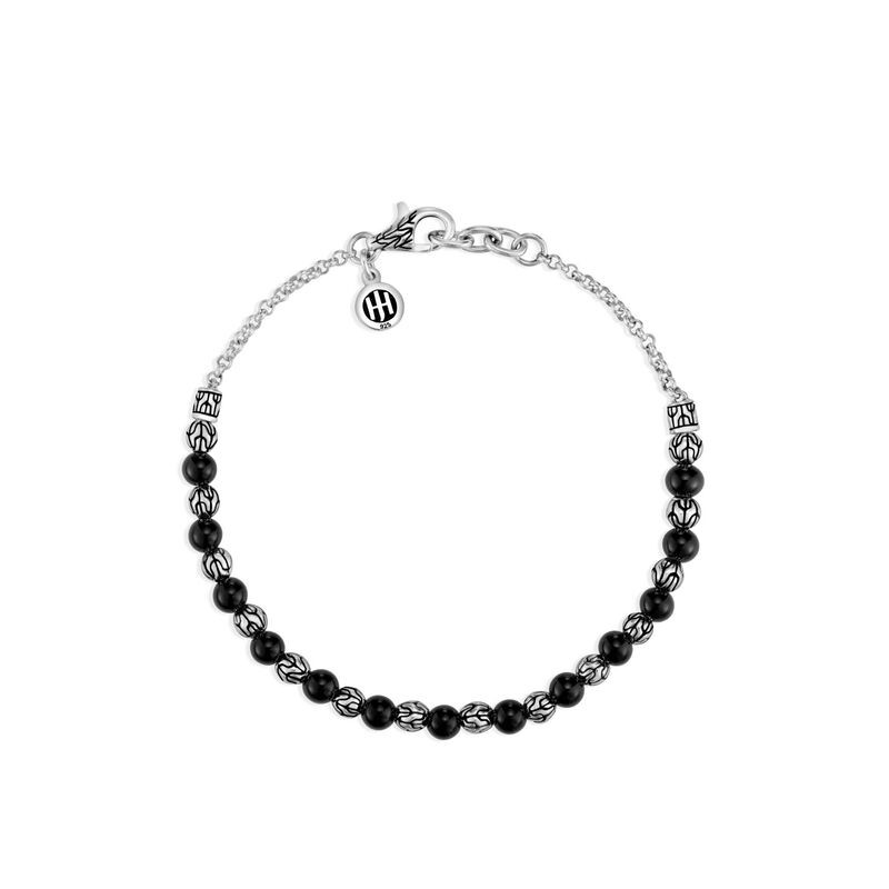 John Hardy Classic Chain Silver and Black Onyx Bead Bracelet front view