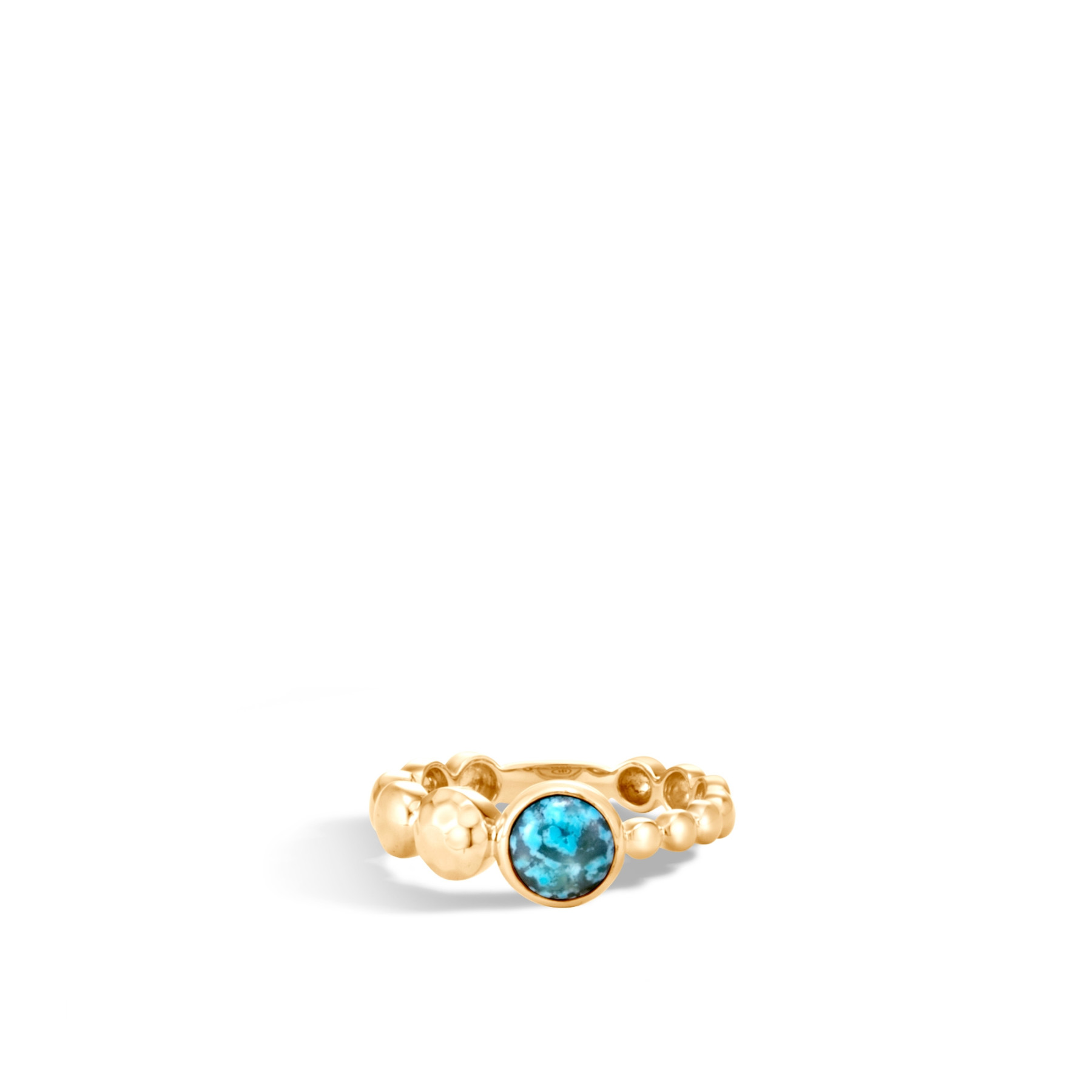 John Hardy Dot Circle Turquoise Ring in 18k Yellow Gold front view