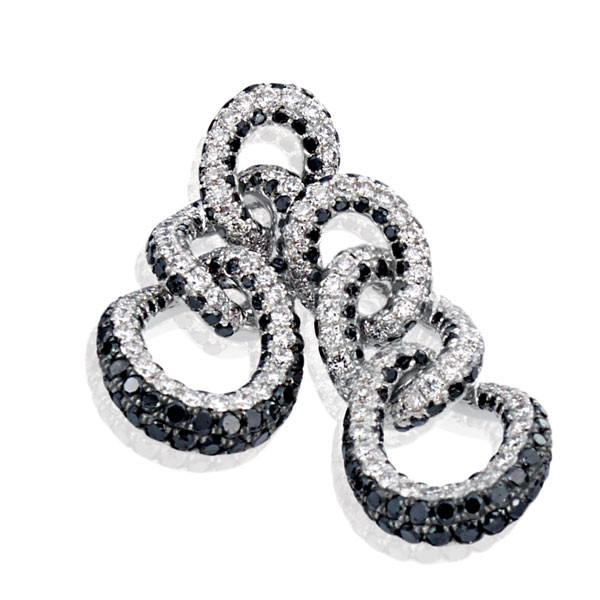 Black & White Diamond Pave Cirle Drop Earrings