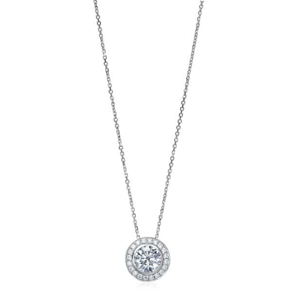 White Gold 1.50ct Diamond Halo Necklace