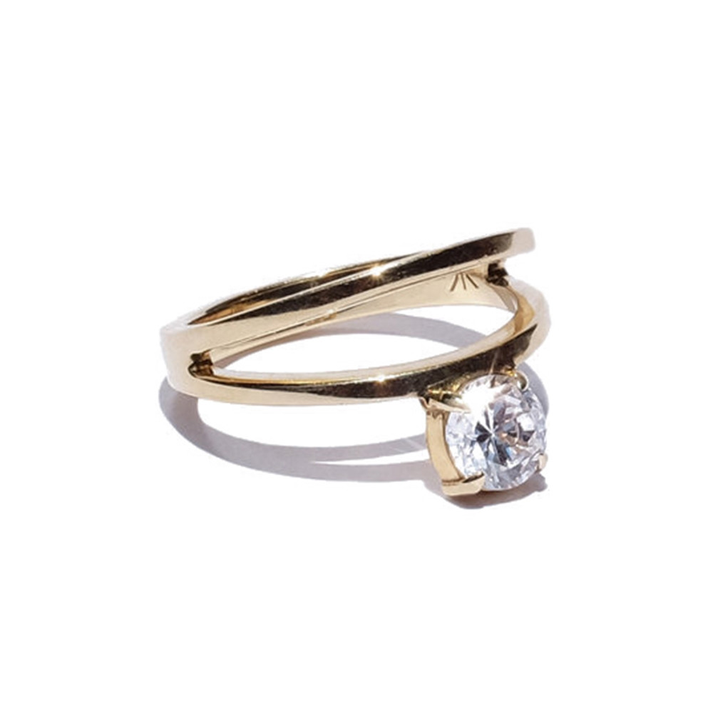 KATKIM Floating 3ct Diamond Double Band Engagement Ring Setting in 18k