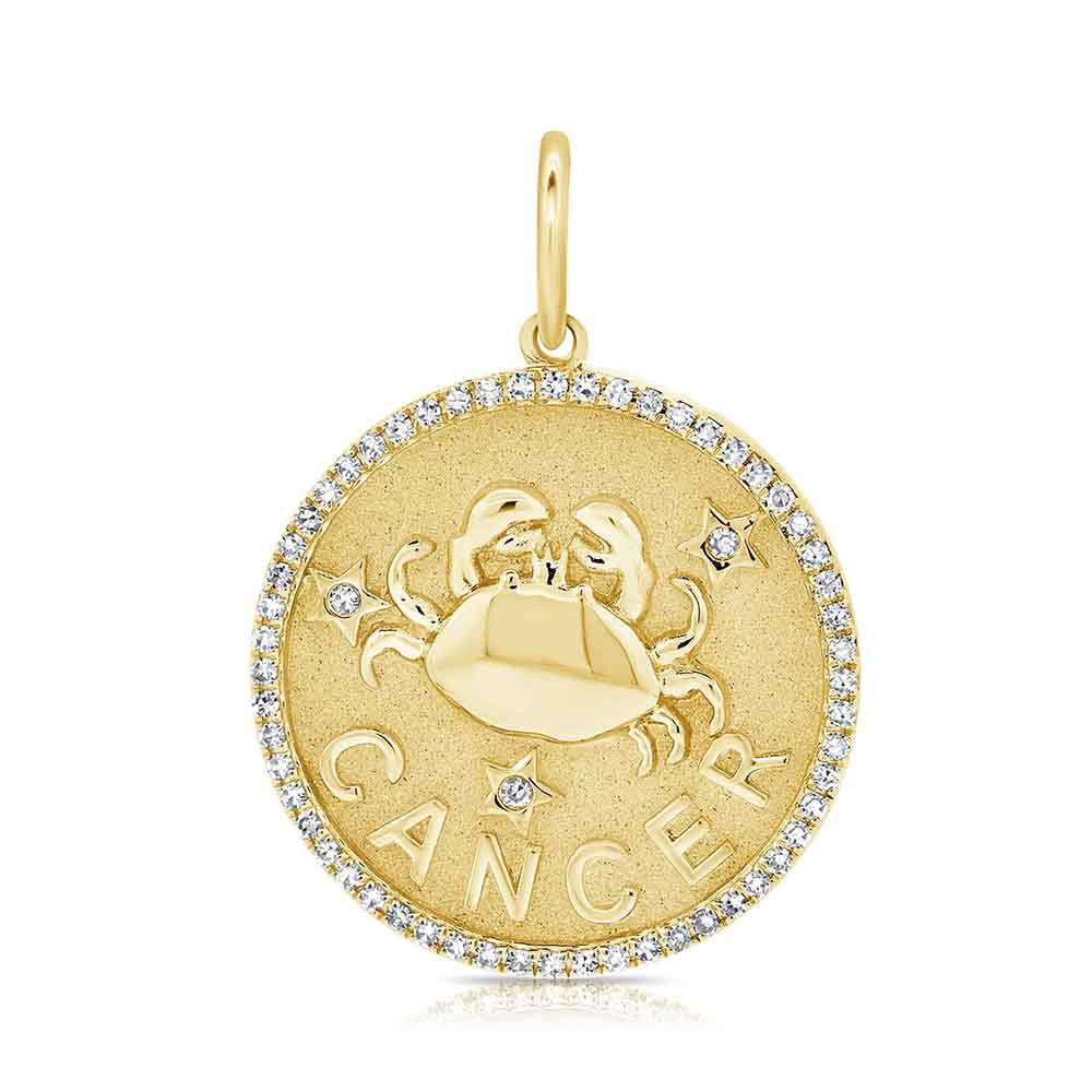 Diamond Zodiac Cancer Pendant in Yellow Gold