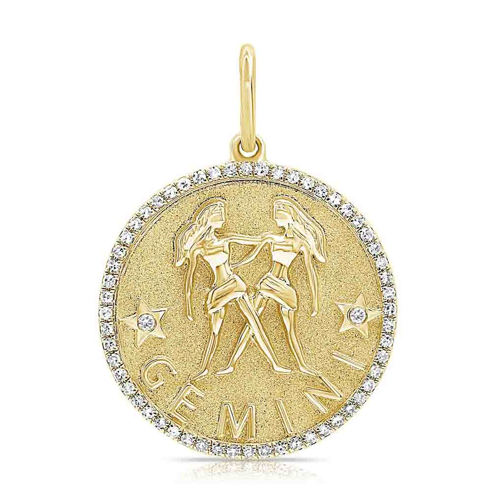 9ct Gold Gemini Zodiac & Birthstone Pendant (June) – Bijou Jewellery