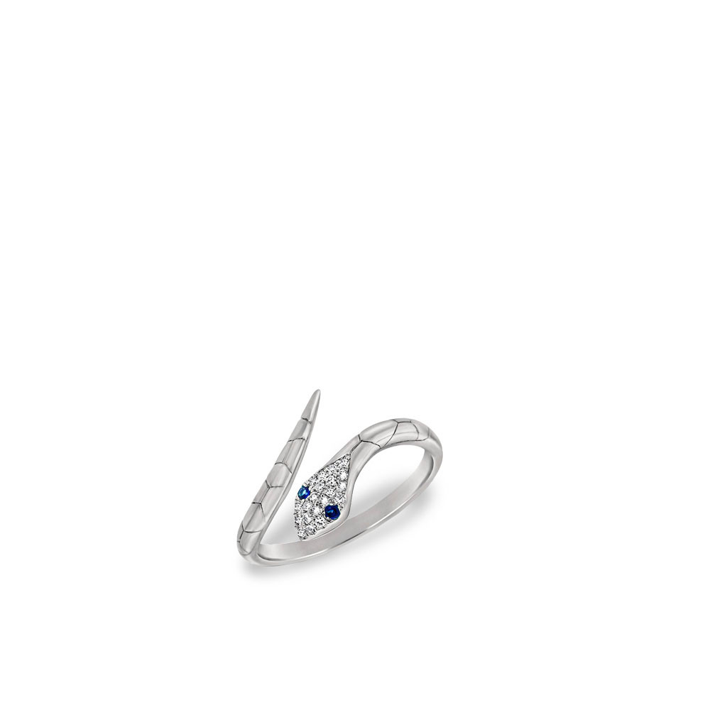 Diamond and Sapphire White Gold Snake Ring