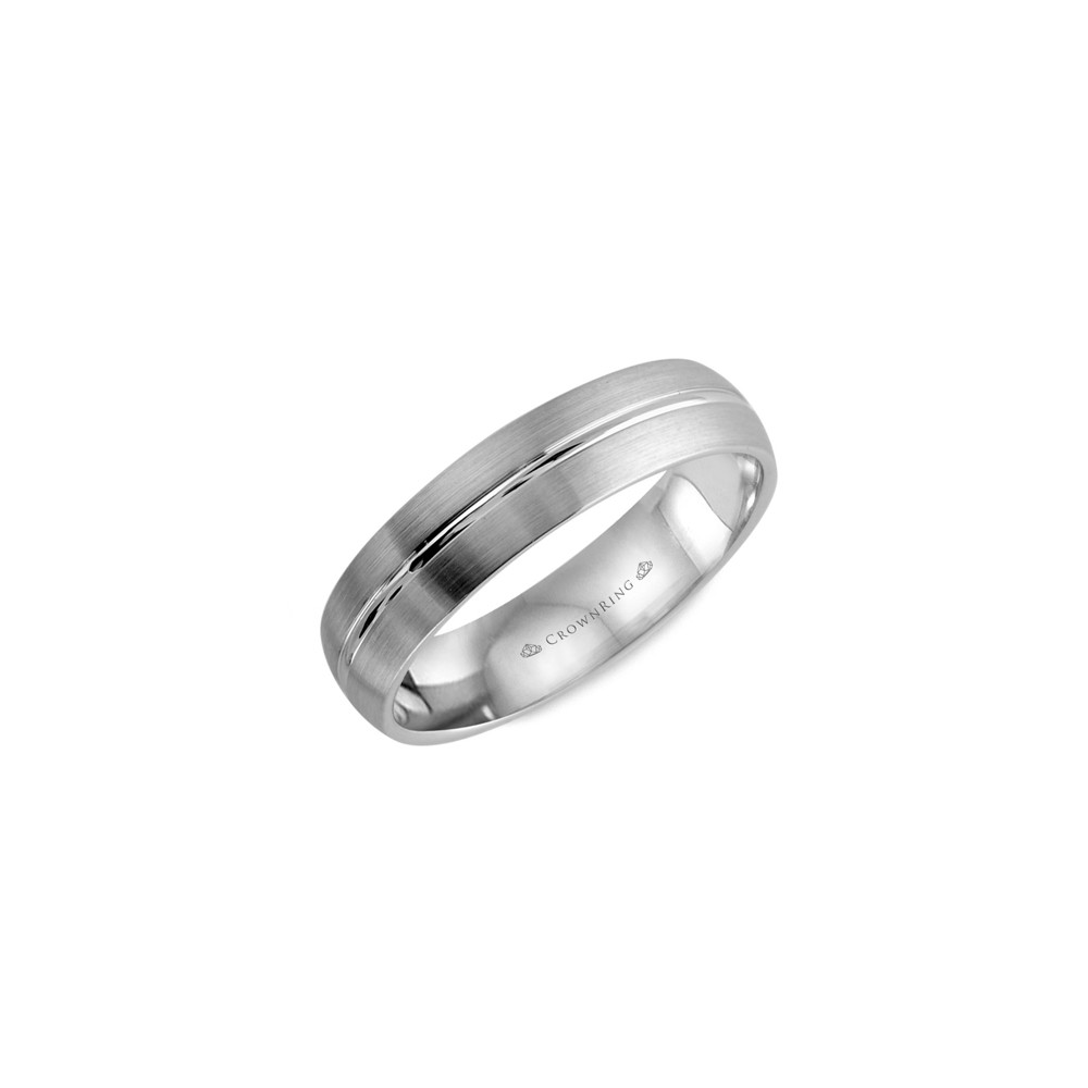 Crown Ring White Gold Smooth Center 5.5mm Band 