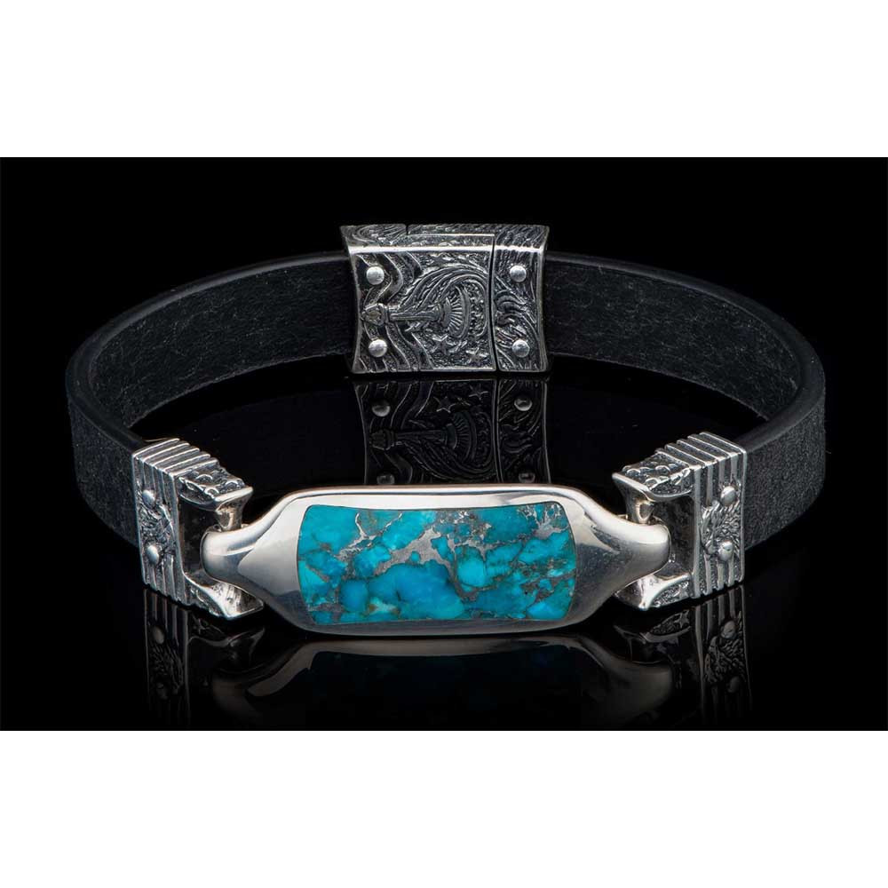William Henry Florence Turquoise Leather Bracelet
