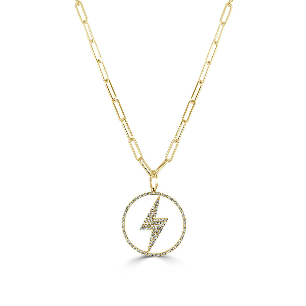 Jewelry Stores Network 14K Yellow Gold Polished Lightning Bolt Pendant 45x10mm 