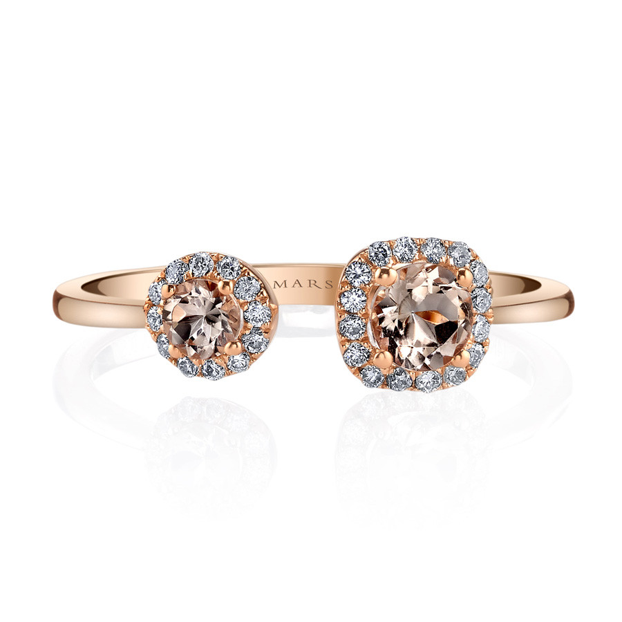 MARS Golden Blossoms Rose Gold Double Pink Morganite & Diamond Ring Front View