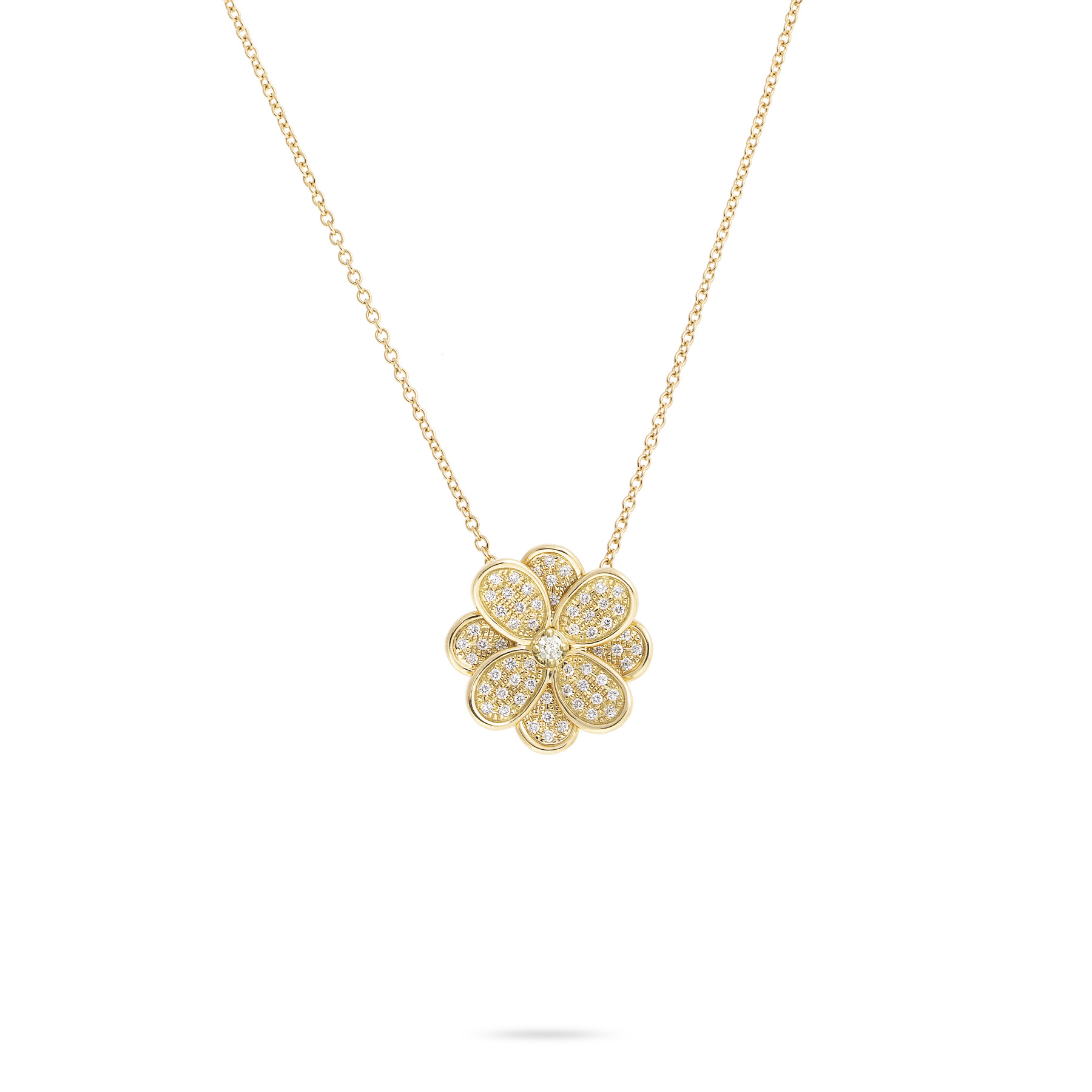 Marco Bicego Petali 18K Gold Pave Diamond Flower Necklace