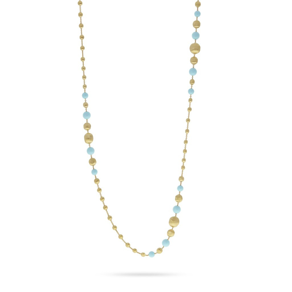 Marco Bicego Africa Gold and Turquoise Long Statement Necklace Main Image