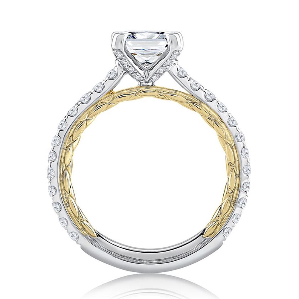 Quilted Thin Engagement Ring - Emerald Cut Profile