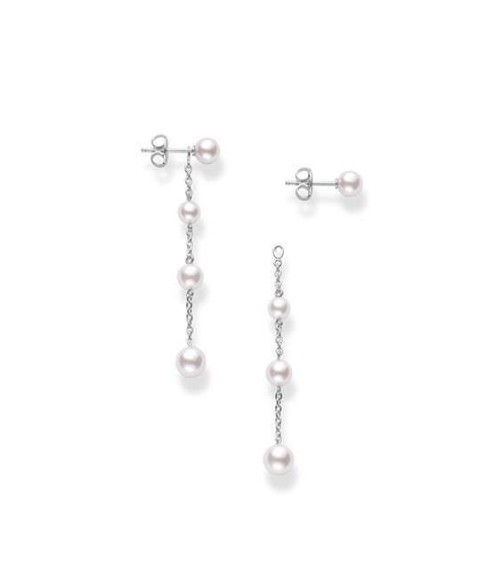 Mikimoto 18kt White Gold Pearl Drop Earrings side view