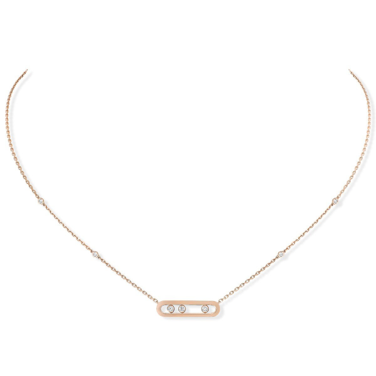 Messika Baby Move Plain Cage Diamond Necklace in 18K Gold front view