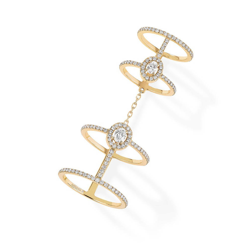Messika Glam'Azone Double Pavé Diamond Ring in 18K Gold front view