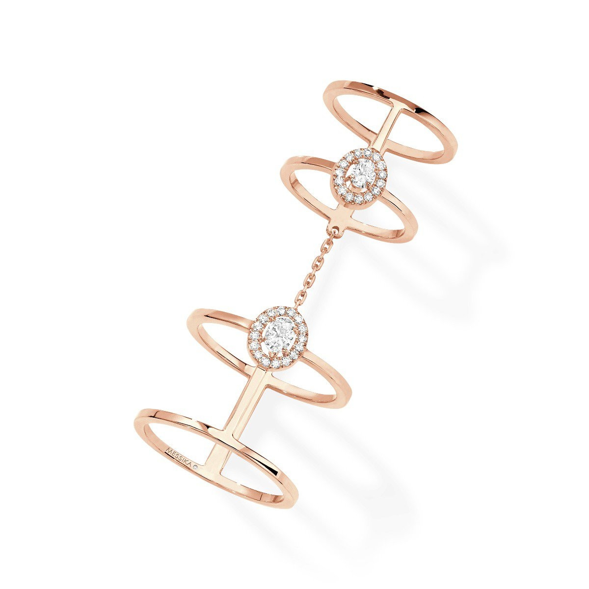 Messika Glam'Azone Double Diamond Ring in 18K Gold front view