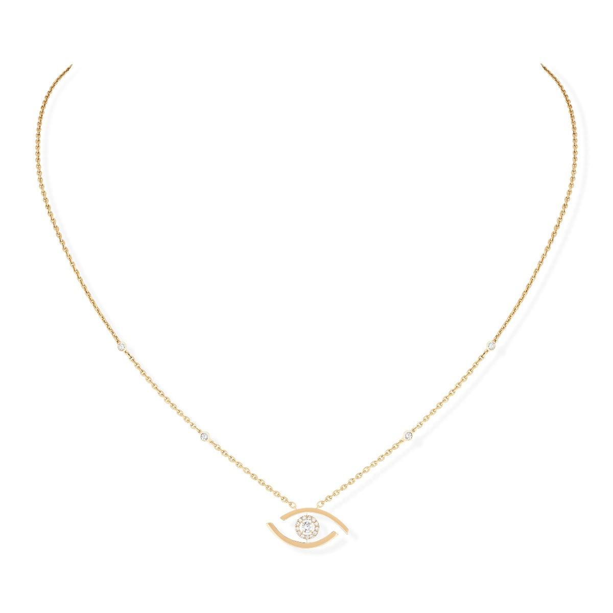 Diamond & Sapphire Simple Evil-Eye Pendant Necklace - Nuha Jewelers