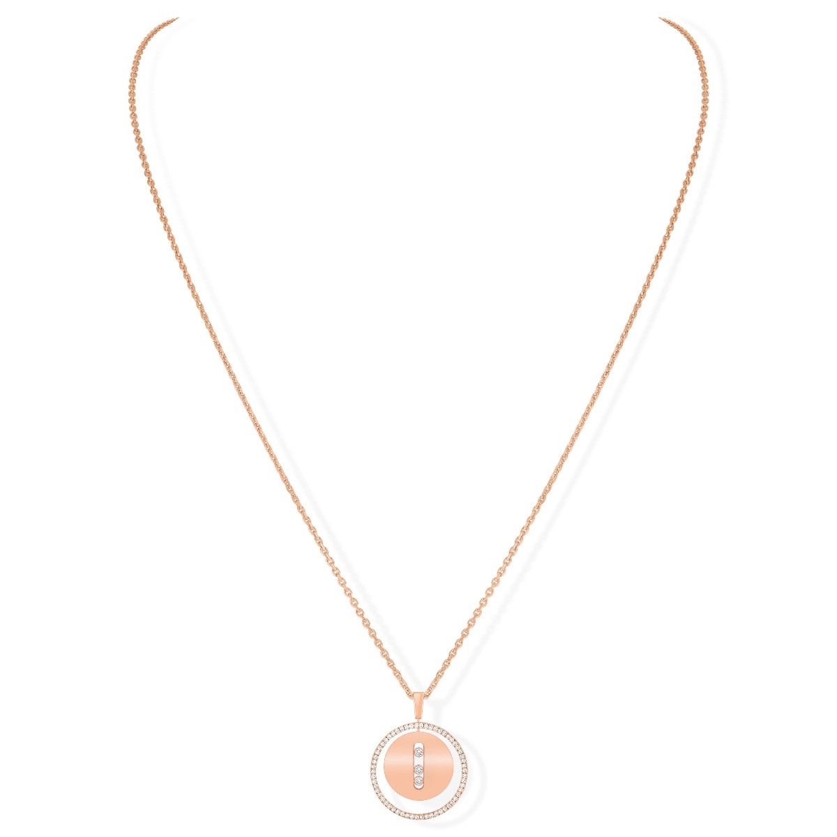 Messika Lucky Move MM Diamond Circle Necklace in 18K Rose Gold