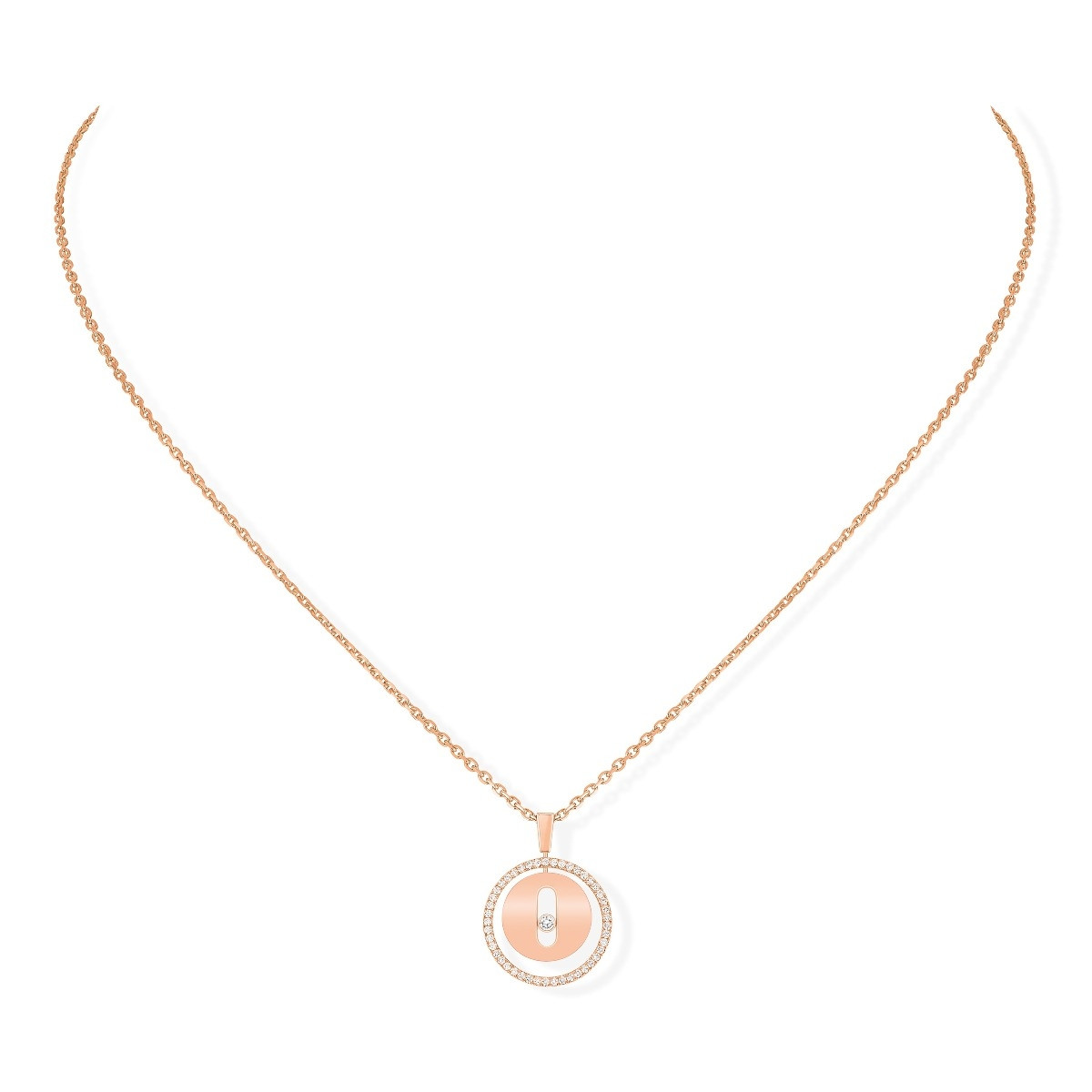 Messika Lucky Move PM Diamond Circle Necklace in 18K Rose Gold