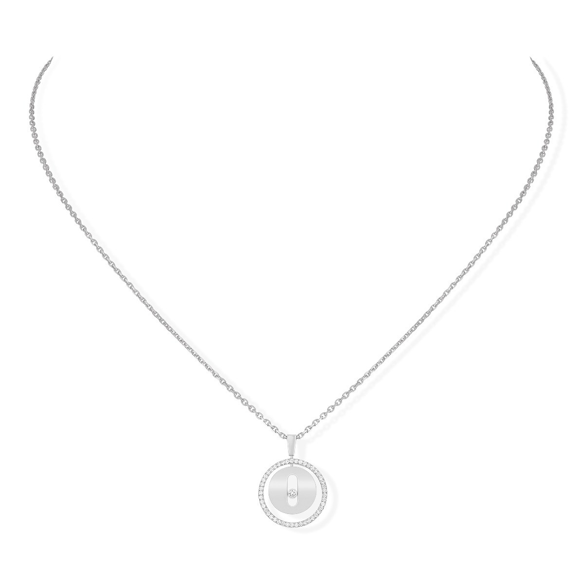 Messika Lucky Move PM Diamond Circle Necklace in 18K White Gold