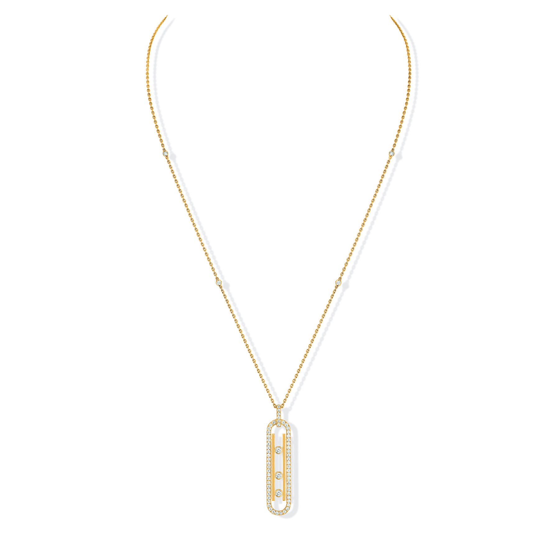Messika Move 10th Small Diamond Cage Necklace in 18K Yellow Gold