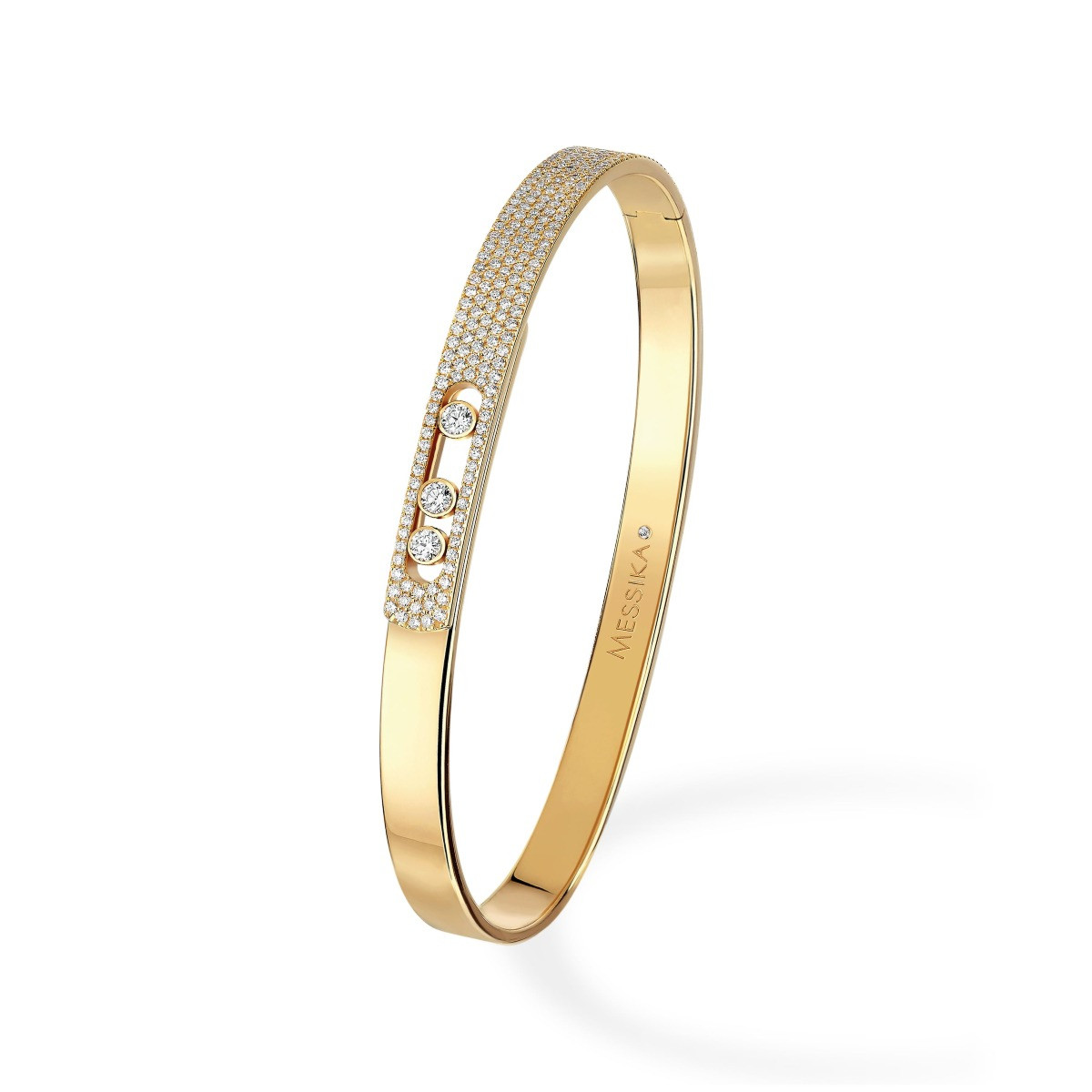 Messika Move Noa Pavé Diamond Thin Bangle in 18K Gold front view