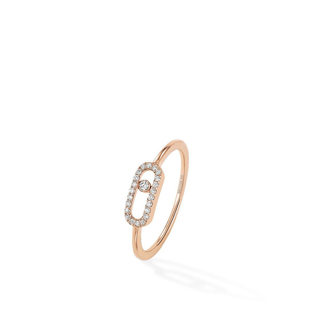 Messika Move Uno Diamond Cage Ring in 18K Gold front view