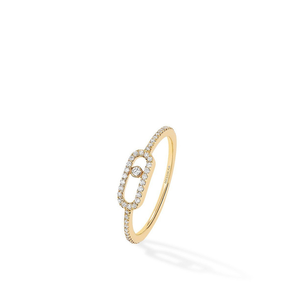 Messika Move Uno Pavé Diamond Cage Ring in 18K Gold front view
