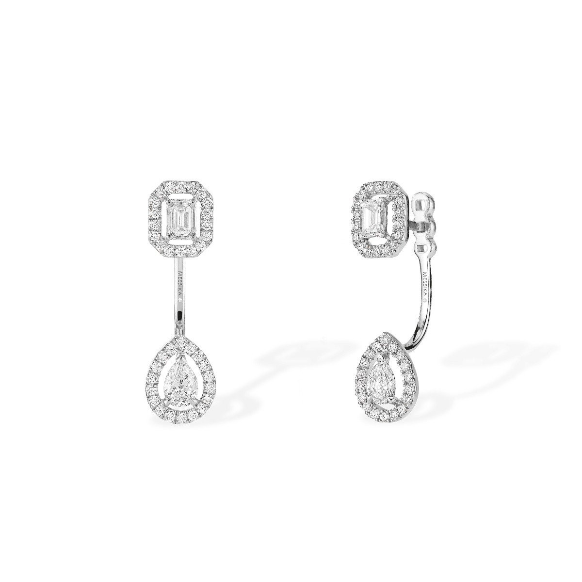 Messika My Twin Toi & Moi Diamond Drop Earrings in 18K Gold front view