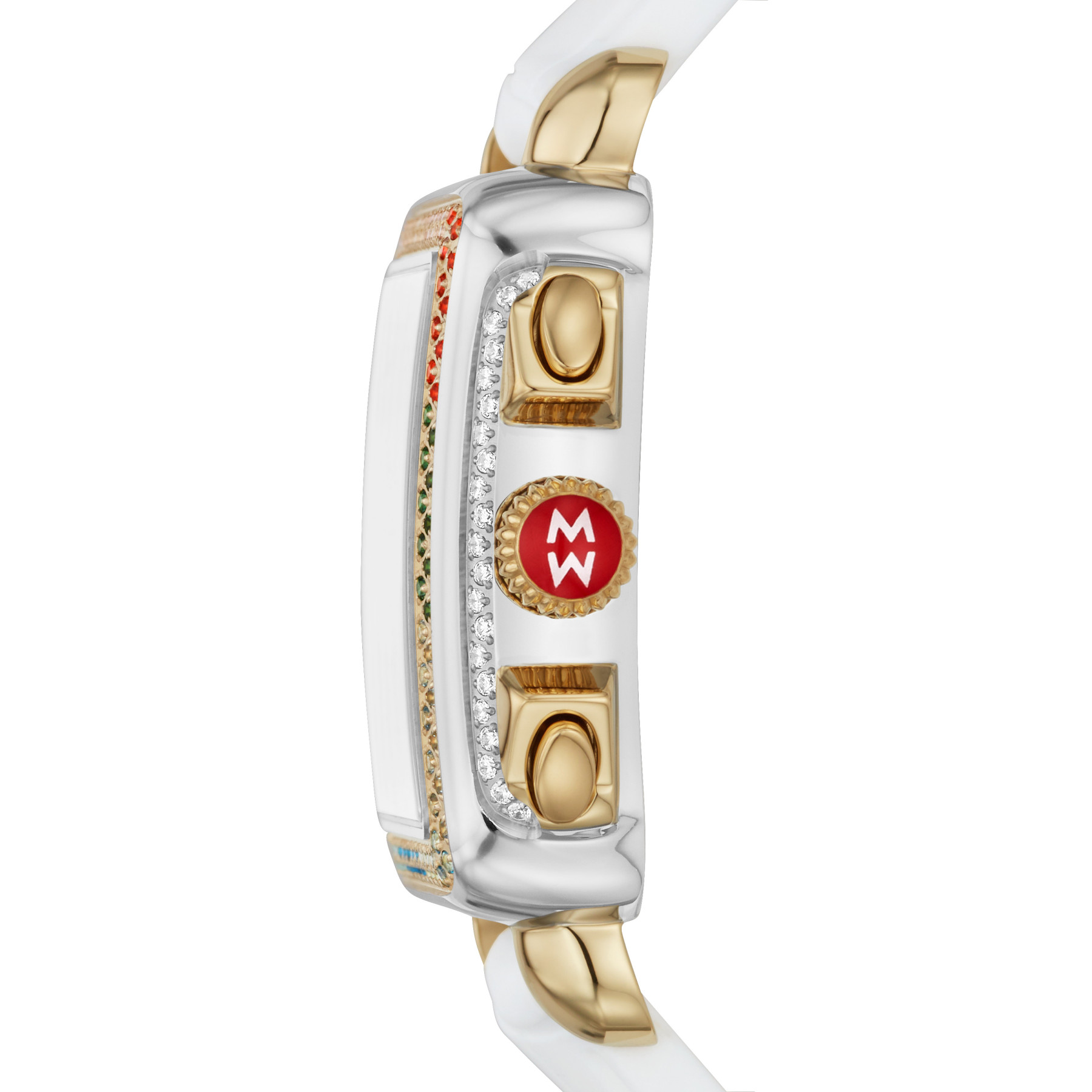 Michele Deco Diamond Carousel Two Tone White Watch – 35mm side view
