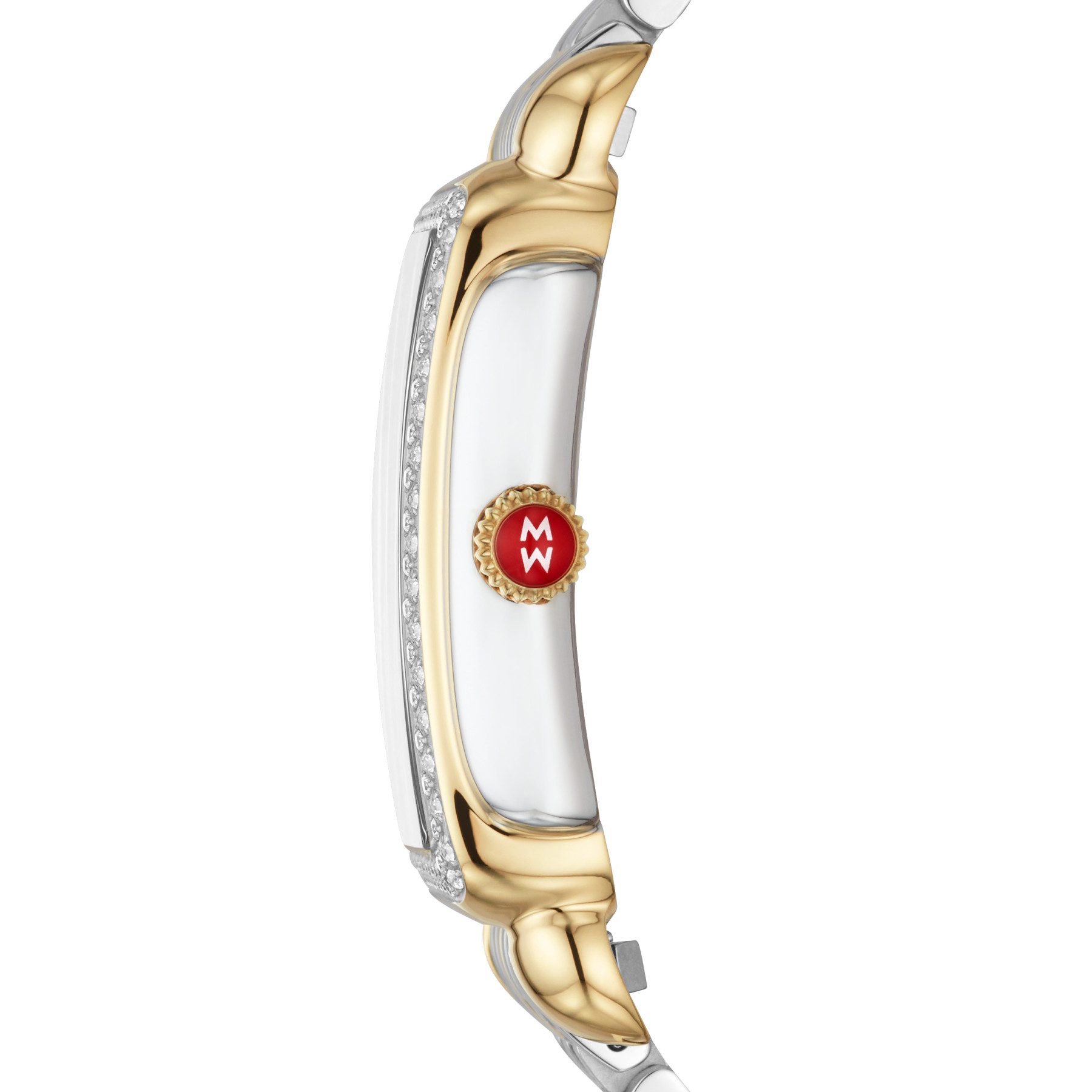 Michele Deco Park Gold and Steel Diamond Watch – 26.5mm side view