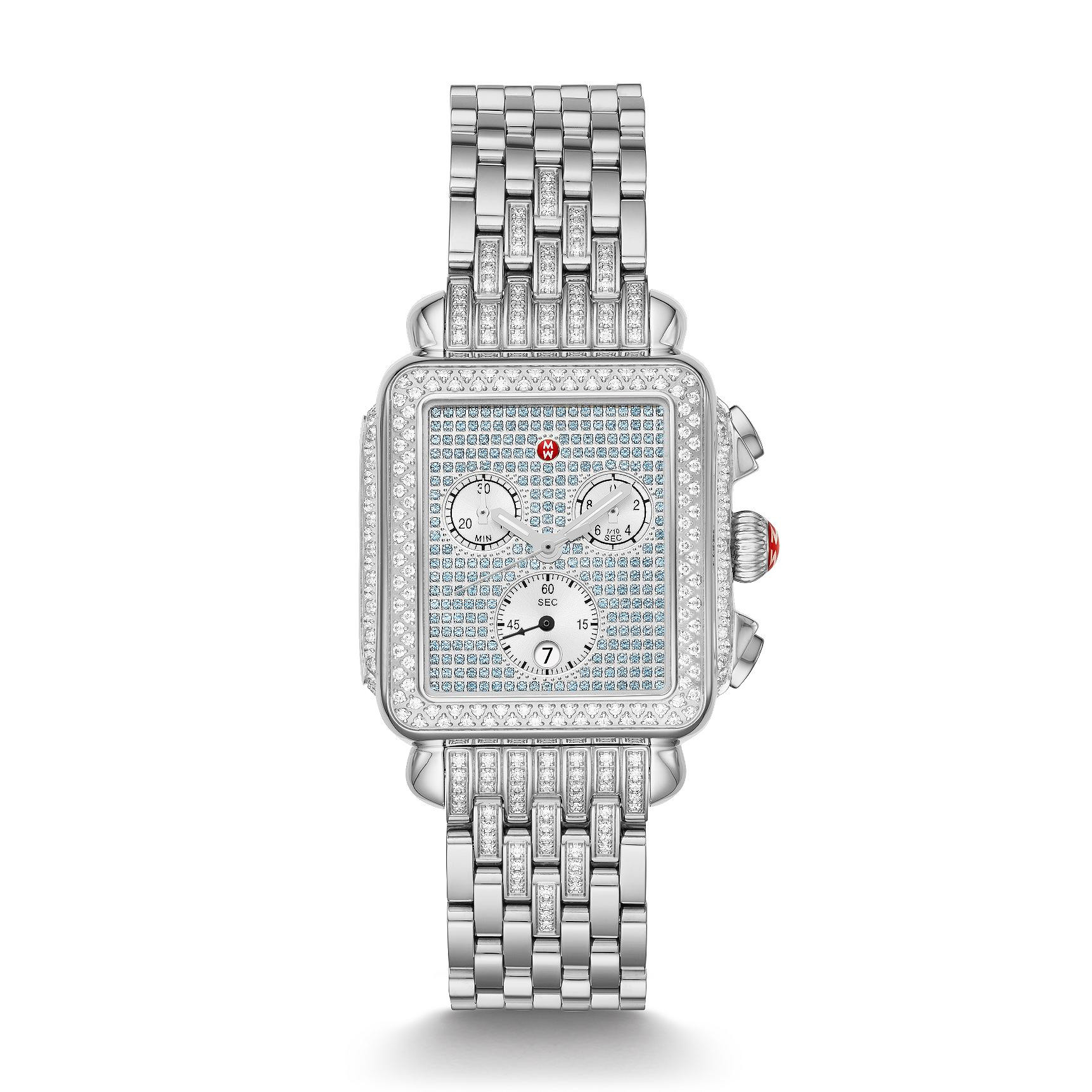 Michele Deco 35mm Stainless Steel Sapphire and Diamond Watch – Limited Edition main view