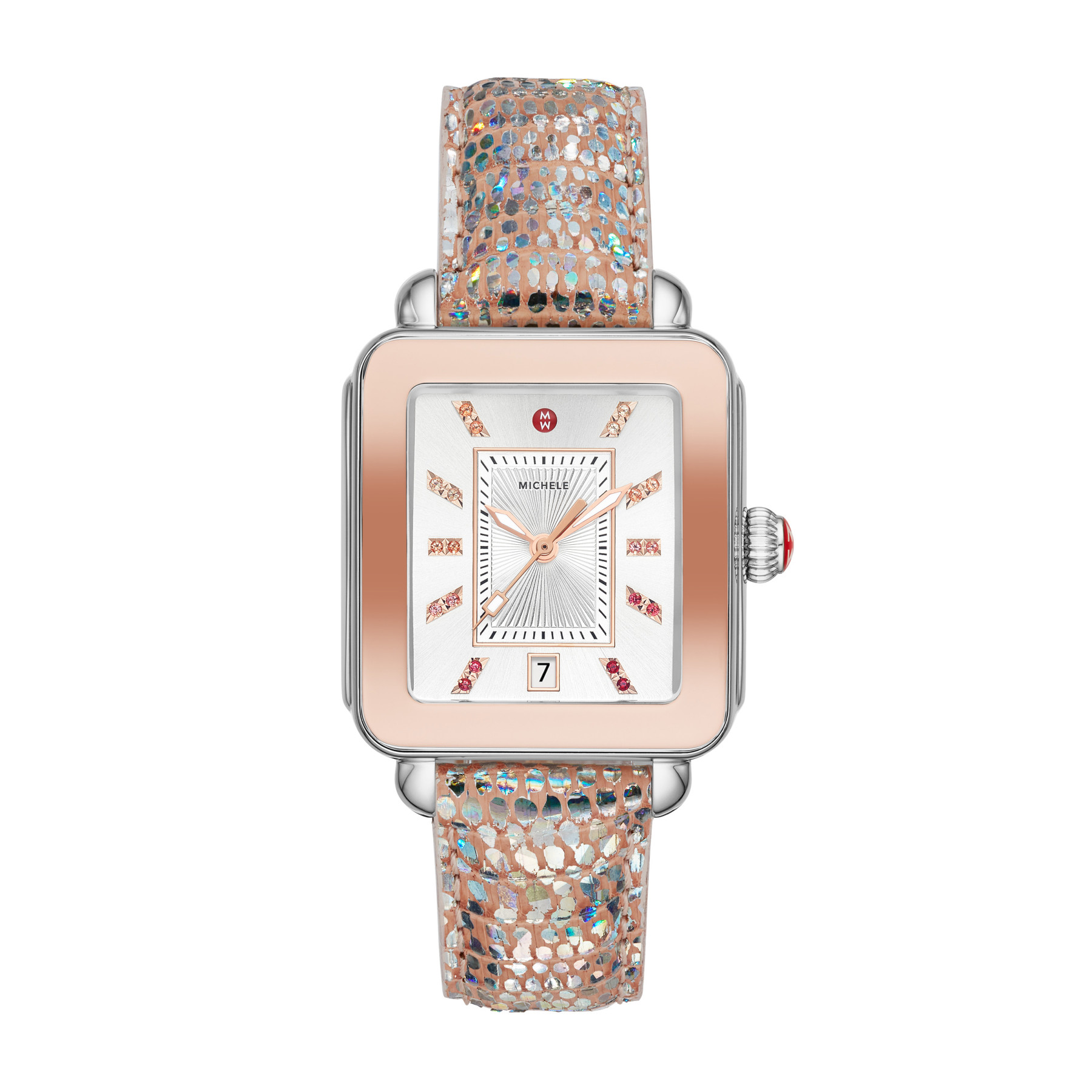 Michele Deco Sport Iridescent Rose Gold and Steel Watch