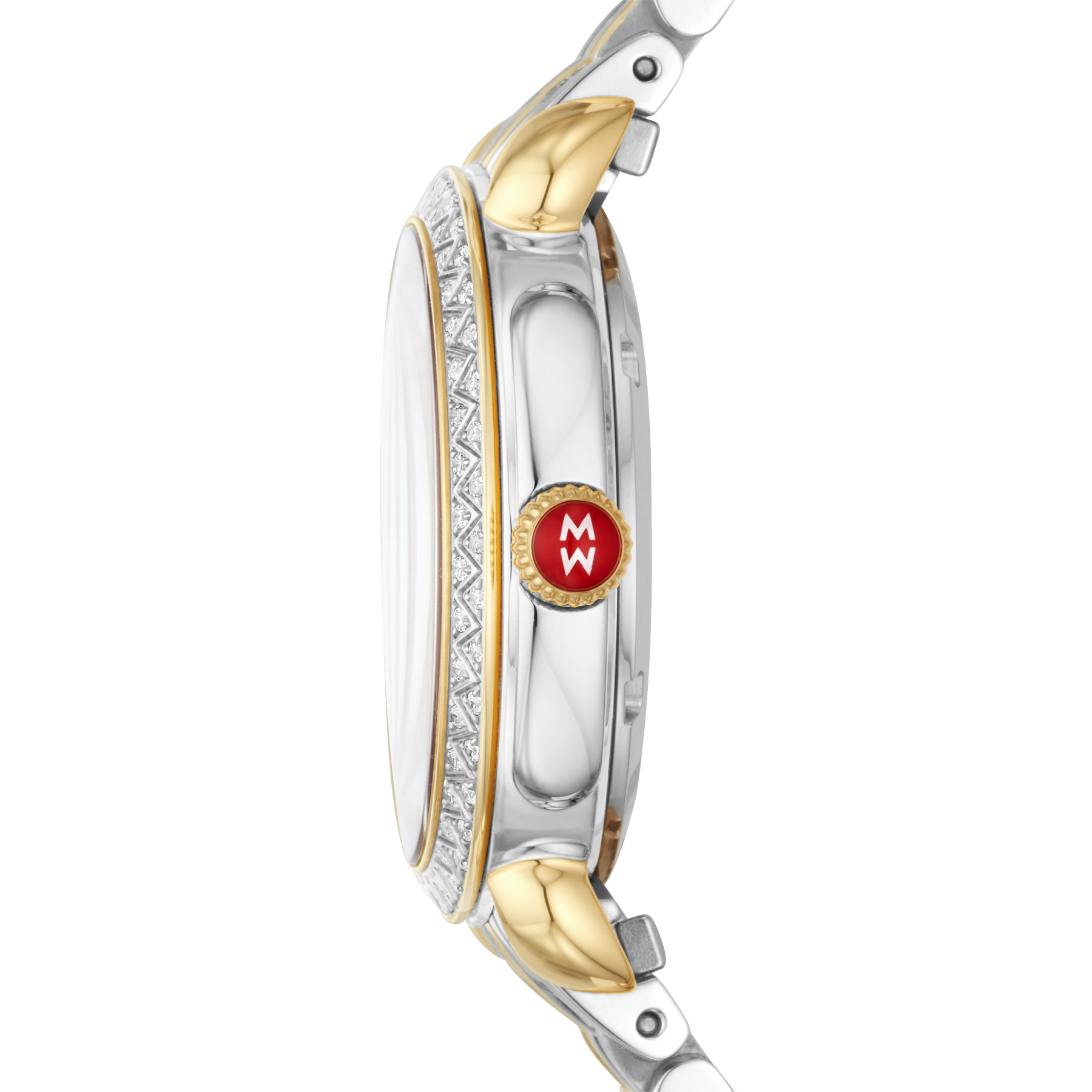 Michele Sidney Classic Steel and Gold Watch - 33mm side view