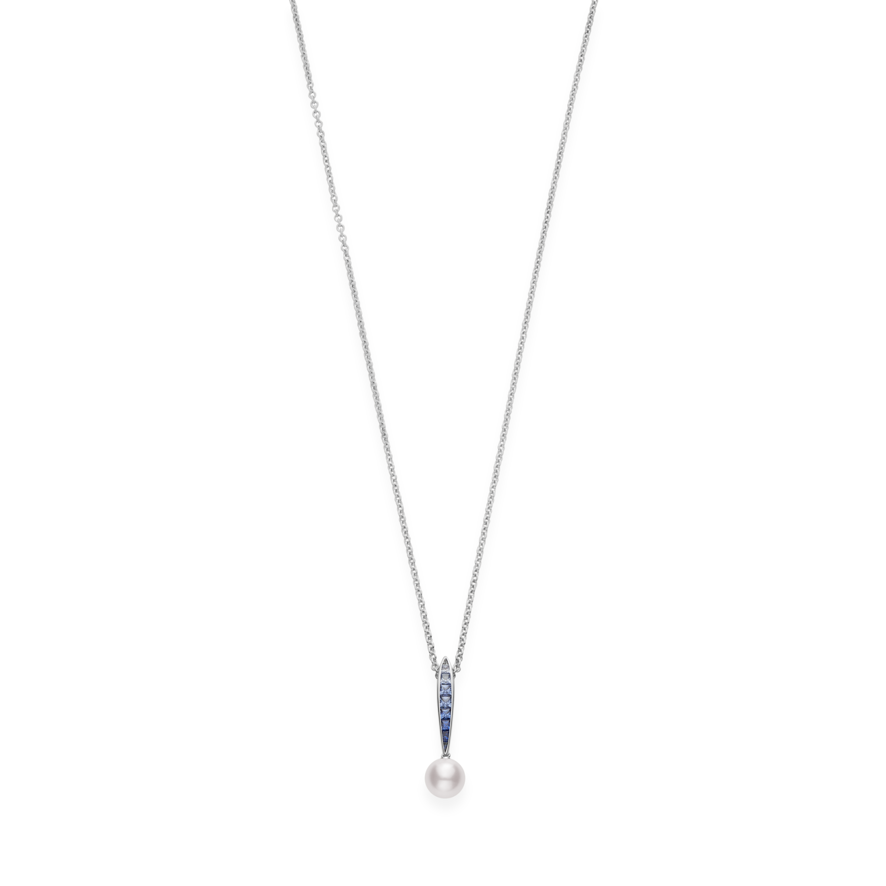 Mikimoto Akoya Pearl and Blue Sapphire Necklace in White Gold