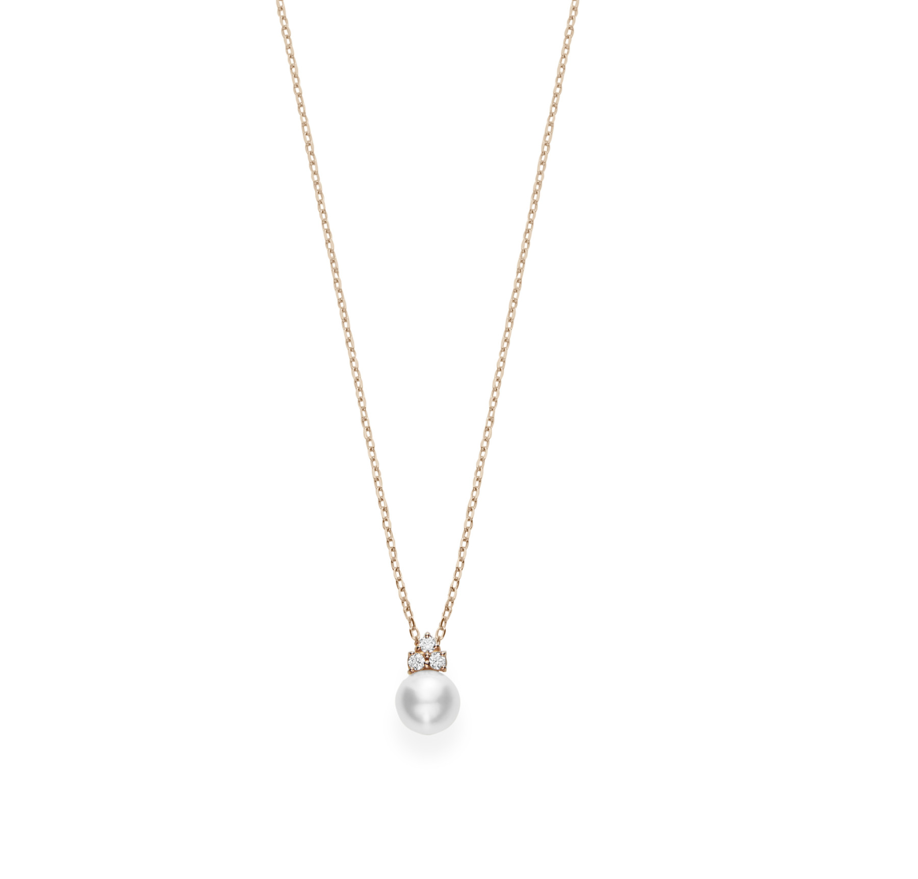 Mikimoto Akoya Pearl Diamond Cluster Necklace in 18K Gold main view