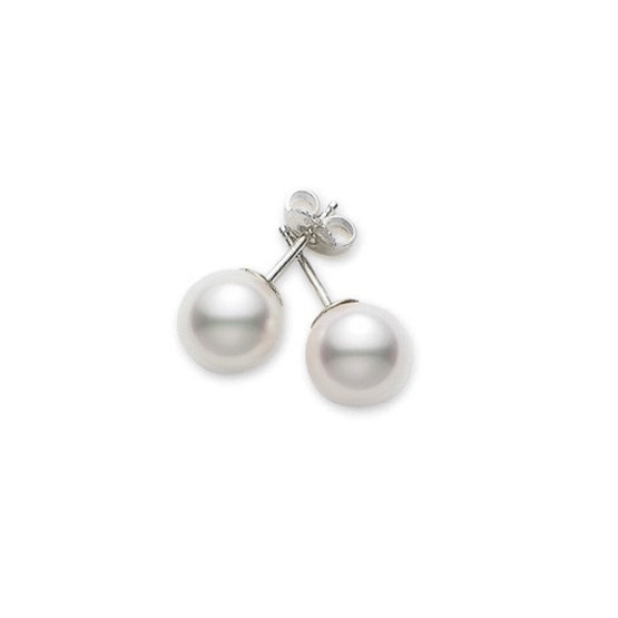 Mikimoto 6mm AAA Pearl Stud Earrings White Gold