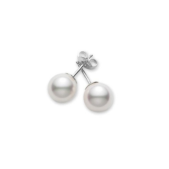 Mikimoto 8mm A Pearl Stud Earrings White Gold