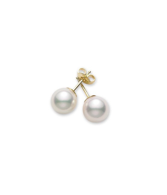 Mikimoto 6.5mm A Pearl Stud Earrings Yellow Gold