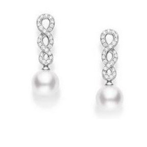 Mikimoto Classic White South Sea Pearl Diamond Drop Earrings