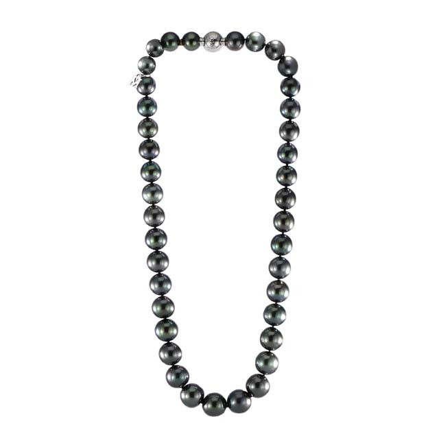 Mikimoto Black South Sea Pearl 18kt White Gold 17.5" Strand Necklace