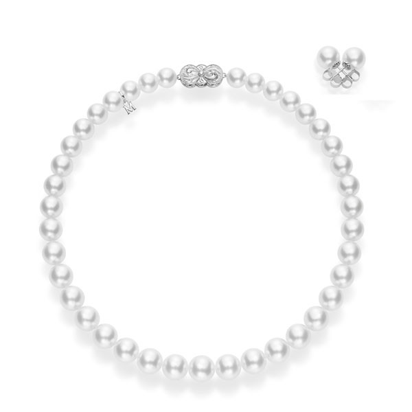 Mikimoto Ginza White South Sea Pearl White Gold Box Set Necklace & Earring Set