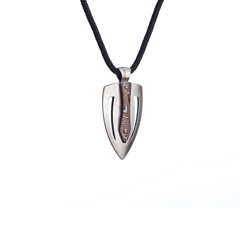 Oxidized Arrowhead on Navajo Pearl & Leather Necklace