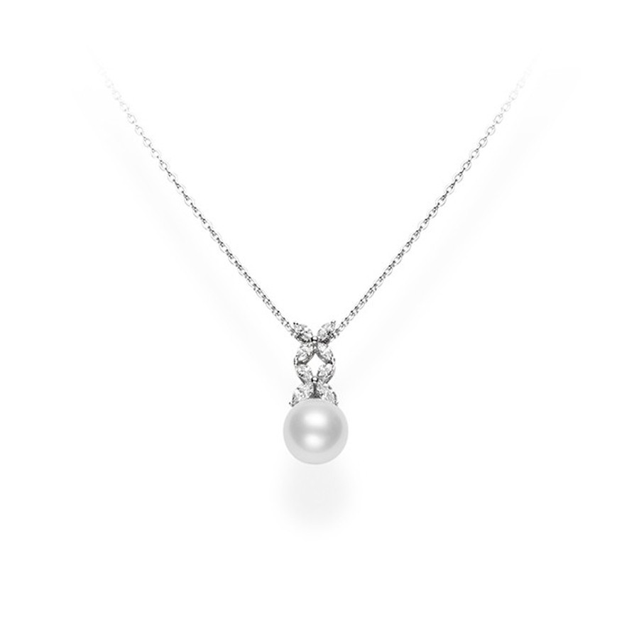 diamond pearl drop necklace