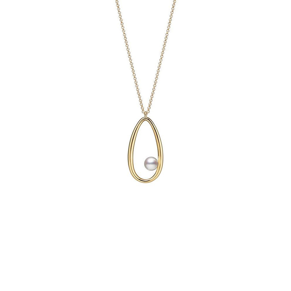 Mikimoto Moon Dew Akoya Pearl Pendant Necklace in Yellow Gold 