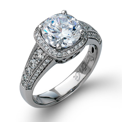 Simon G MR2181 Passion Pave Halo Engagement Ring