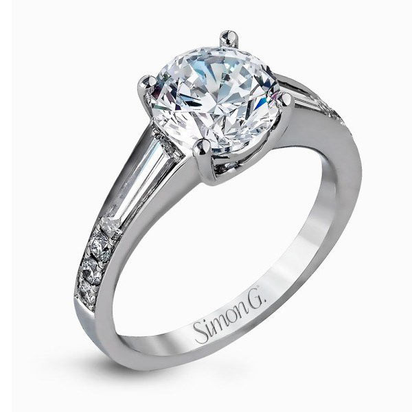 Simon G Caviar Platinum Tapered Baguette Diamond Engagement Setting