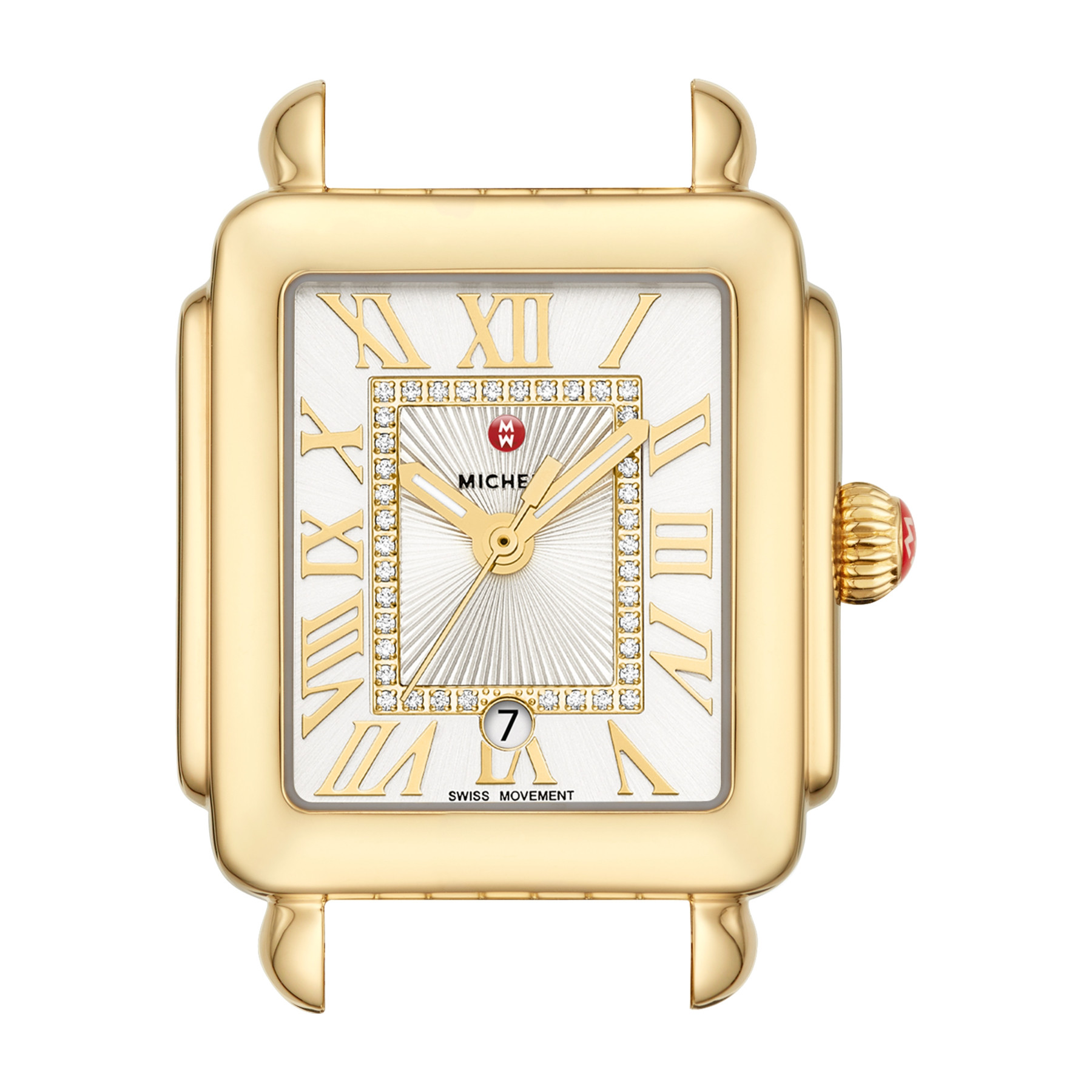 Michele Deco Madison Mid Diamond Dial Watch in Gold face view