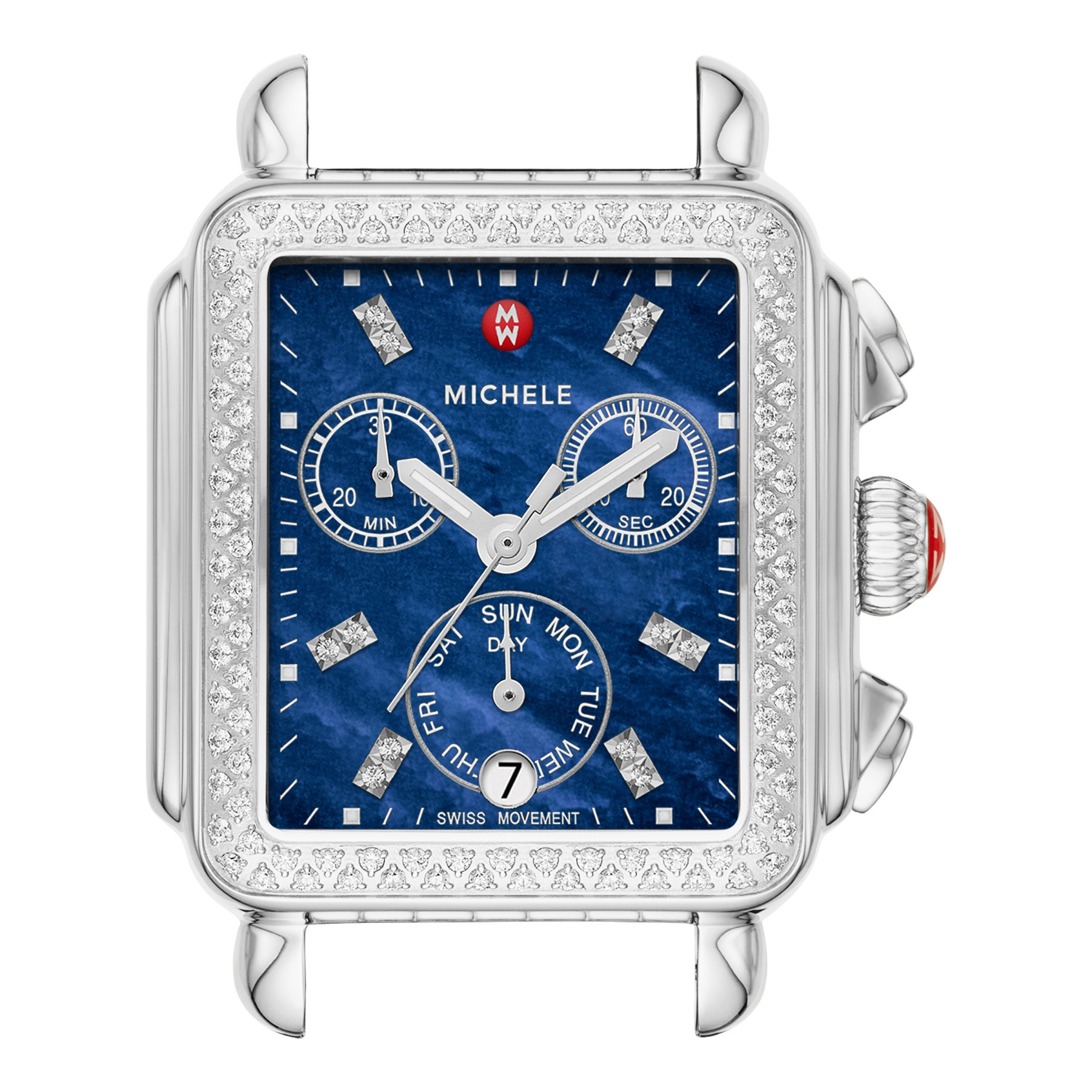 Michele Deco Blue Chronograph Diamond Dial Watch alt image