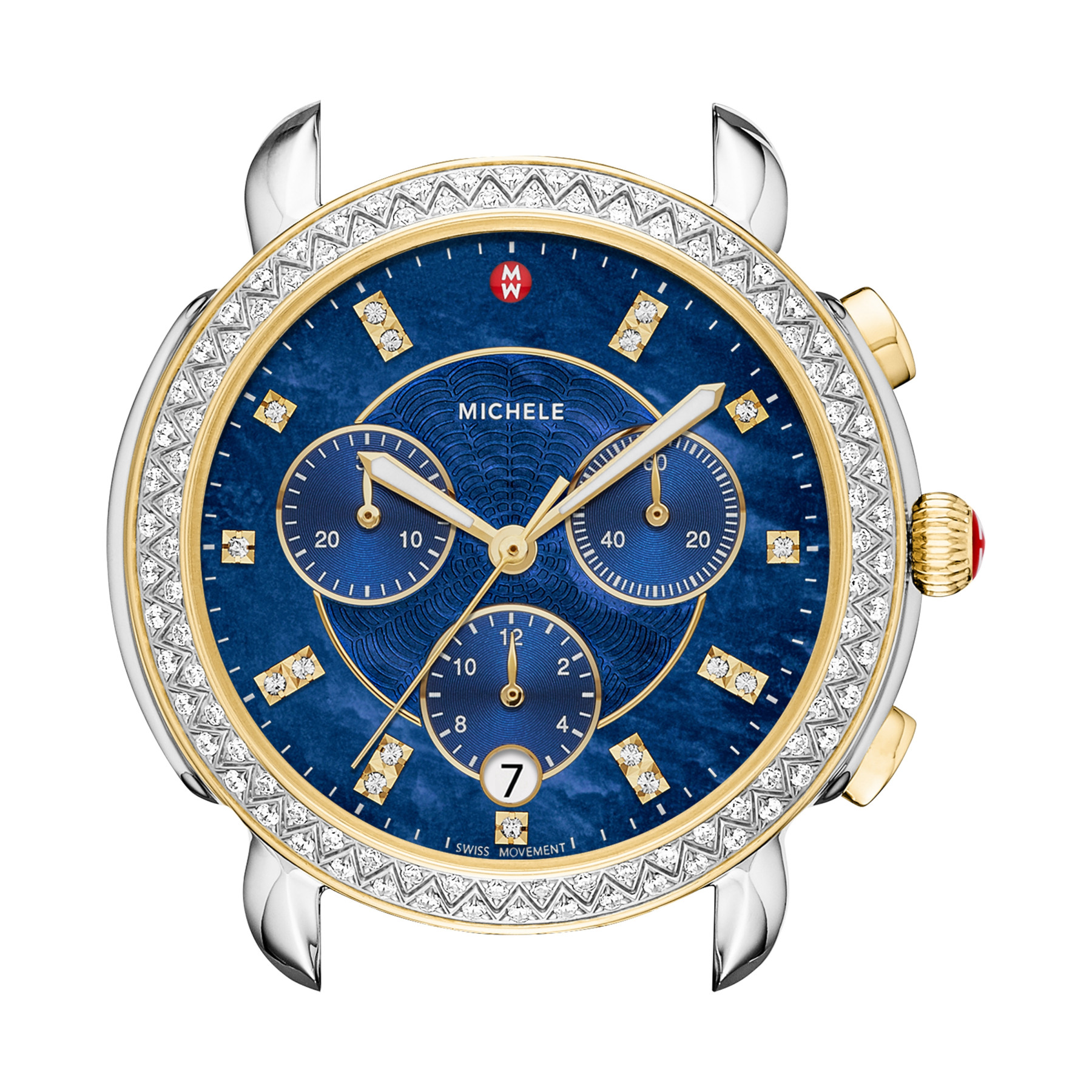 Michele Sidney Two Tone Chronograph Watch with Blue Diamond Dial alt image