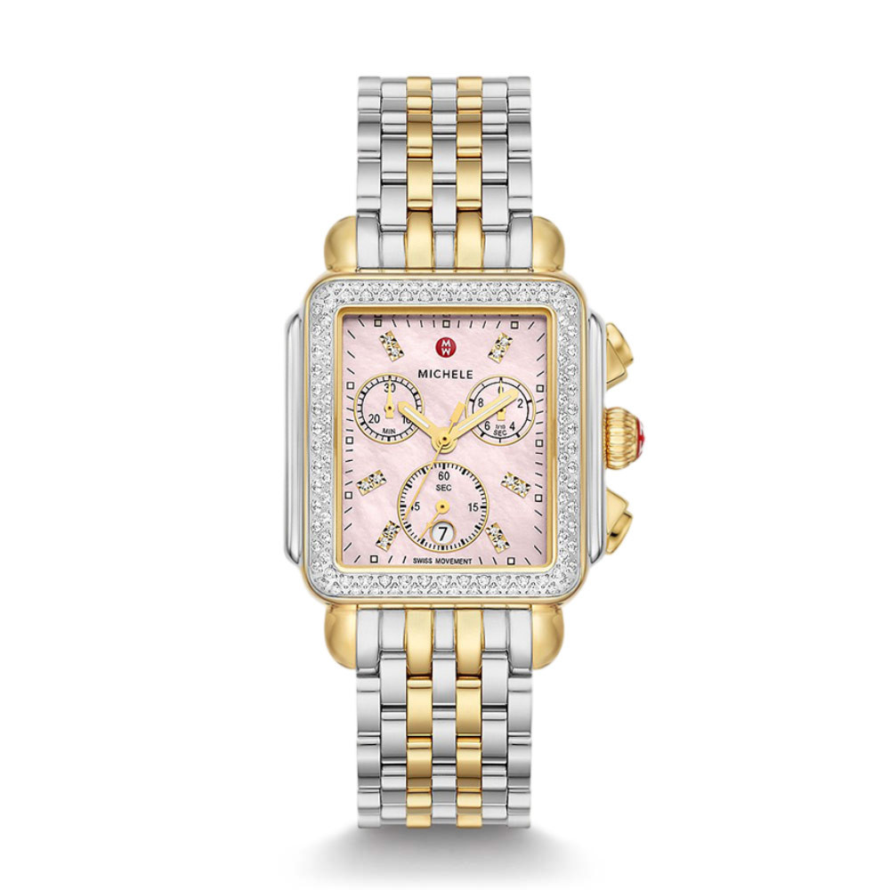 Michele Deco Two-Tone Mother of Pearl Diamond Watch
